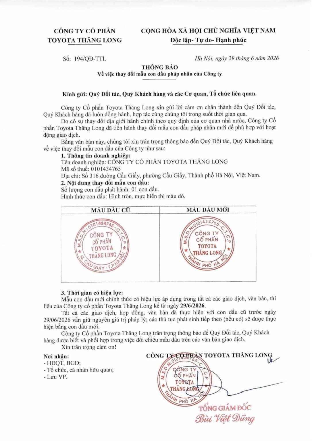 Thông Báo việc thay đổi con dấu Toyota Thăng Long.pdf