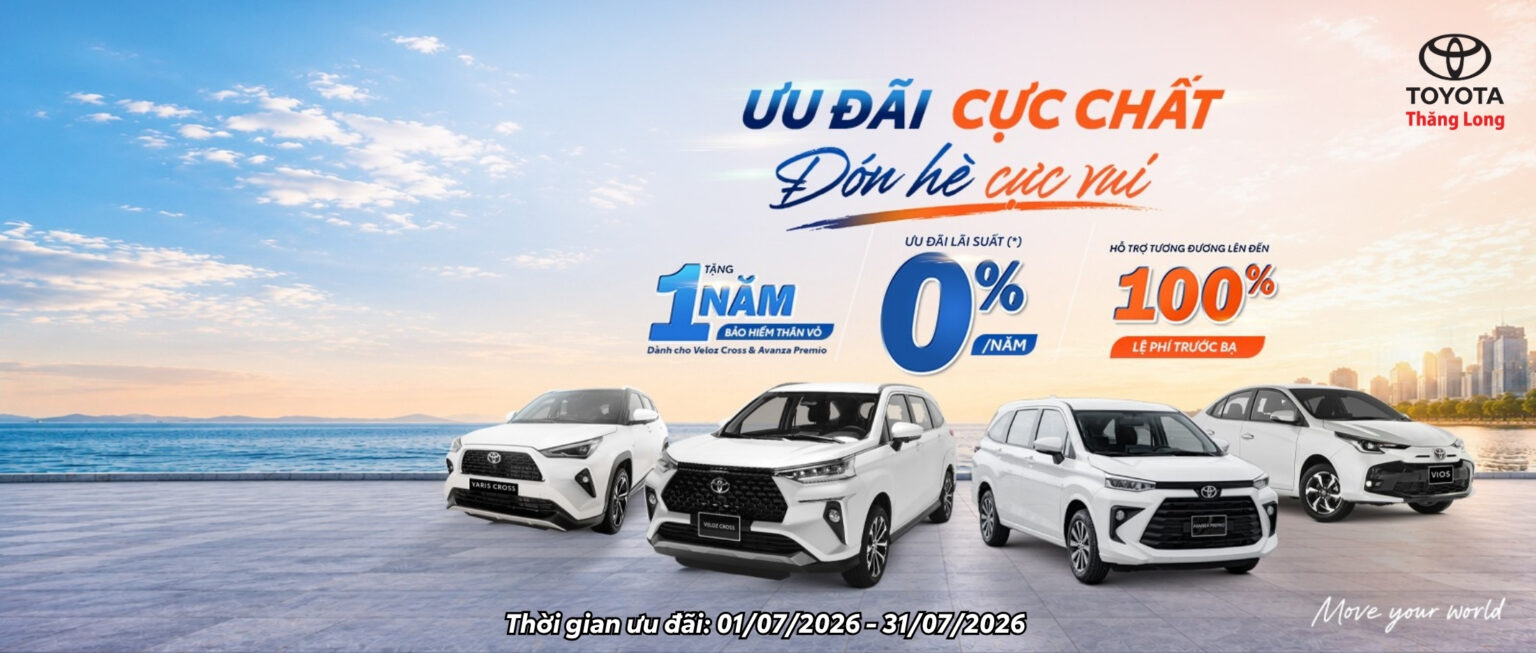 Chương trình ưu đãi Toyota Thăng Long tháng 7 năm 2026
