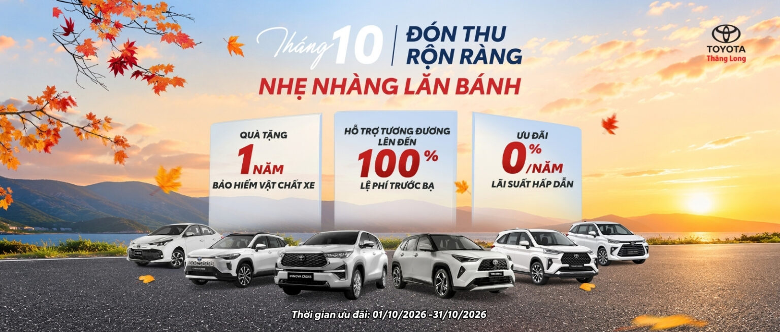 Chương trình ưu đãi khuyến mại Toyota Thăng Long tháng 10 năm 2026 1600X680 6 xe